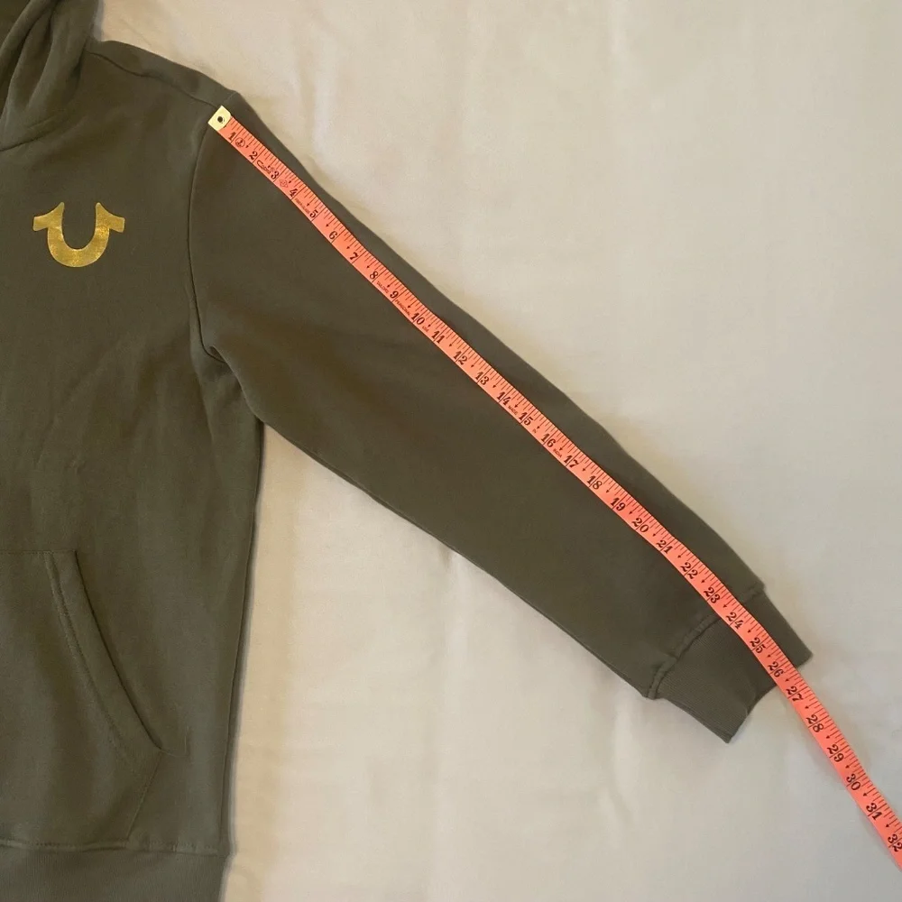 NWT True Religion‎ City Buddha Zip Up Hoodie Jacket Olive Green & Gold- Large